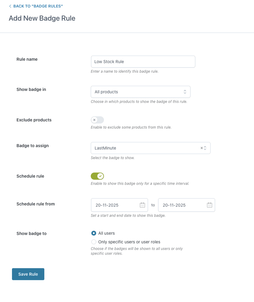 YITH Badge Management Create Badge Rule