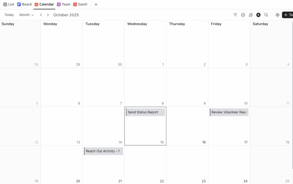 ClickUp for Nonprofits - Manage Calendar