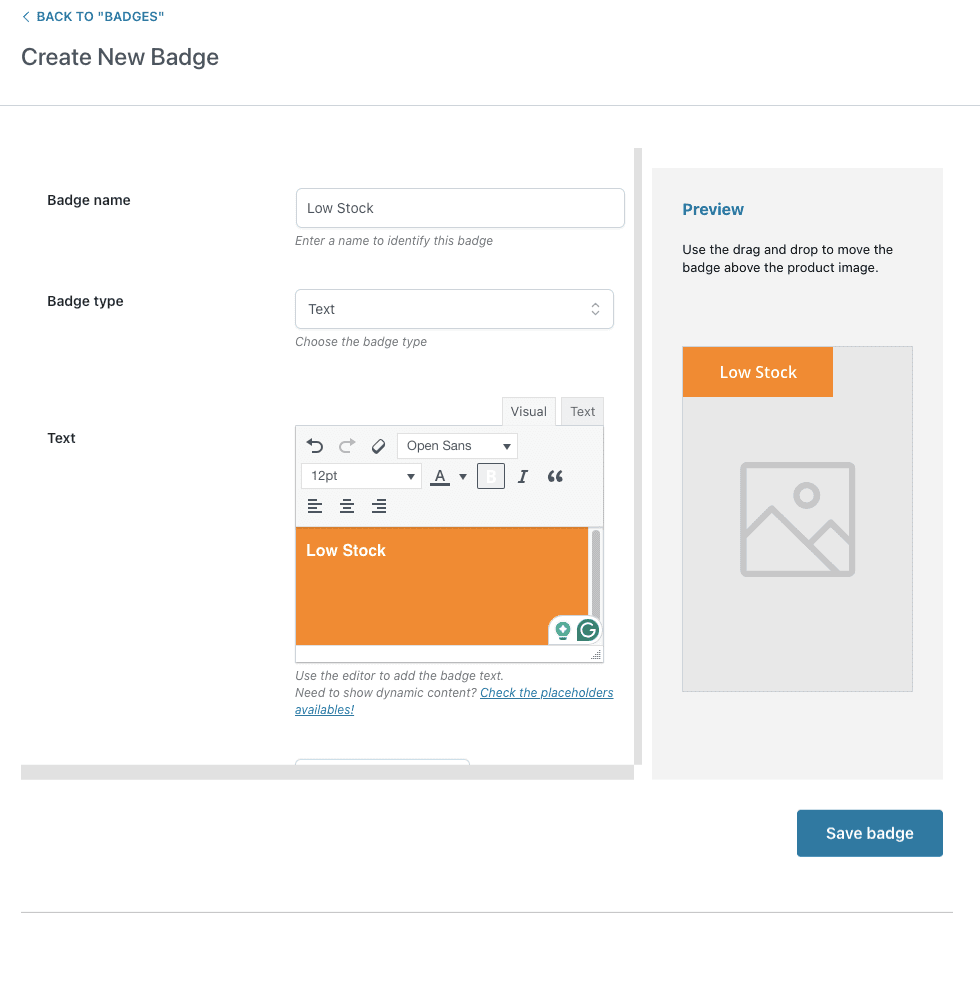 Create new Badge in WooCommerce YITH