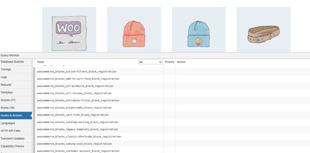WooCommerce Hooks using Query Monitor